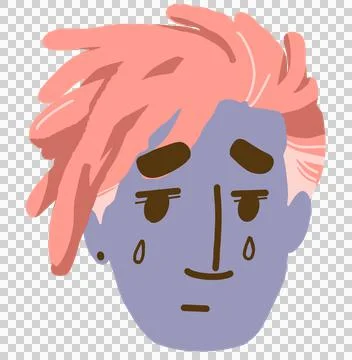 Sad tired cry face diversity people head icon hadn drawing illustration Stock Illustration