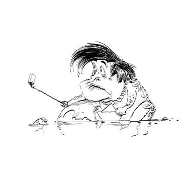Sad toad selfie smartphone Stock Illustration