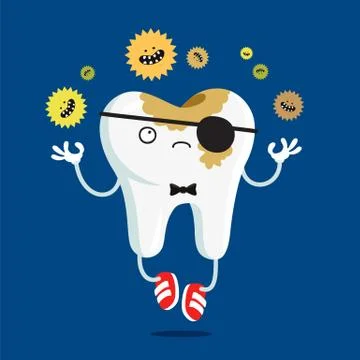 Sad tooth affected by caries 스톡 일러스트