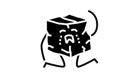 Sad torn cardboard box character glyph icon animation Stock Footage 326154465