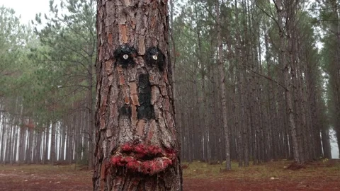A sad tree face. Exclusive Stock Footage 228883347