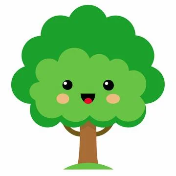 Sad Tree Vector Illustration for children’s books, comics, and t-shirt design 스톡 일러스트