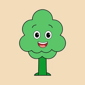 Sad Tree Vector Illustration for children’s books, comics, and t-shirt design Illustrazione stock