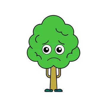 Sad Tree Vector Illustration for children’s books, comics, and t-shirt design Illustrazione stock
