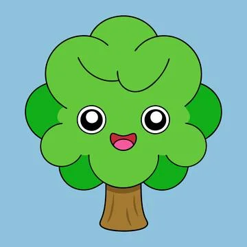 Sad Tree Vector Illustration for children’s books, comics, and t-shirt design Illustrazione stock