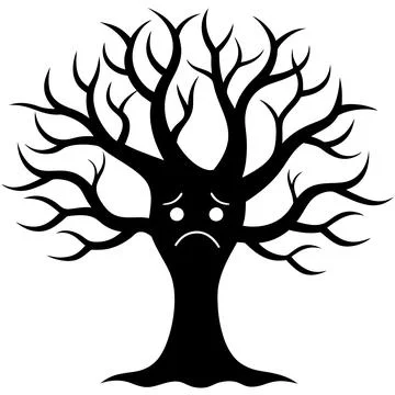 Sad Tree Vector Illustration for children’s books, comics, and t-shirt design Stock Illustration