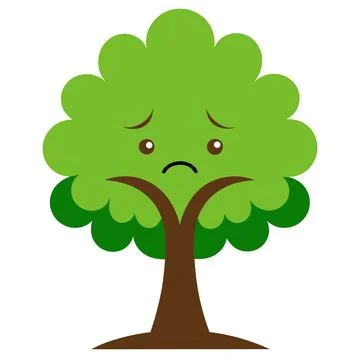 Sad Tree Vector Illustration for children’s books, comics, and t-shirt design Illustrazione stock