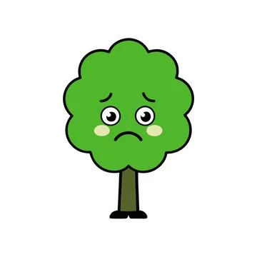 Sad Tree Vector Illustration for children’s books, comics, and t-shirt design Illustrazione stock