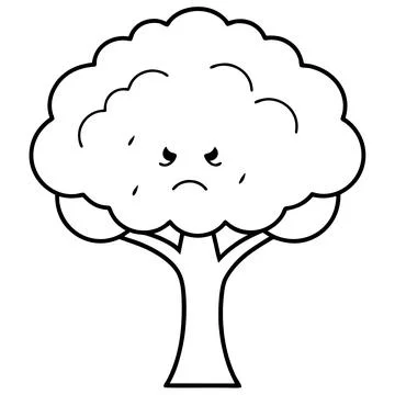 Sad Tree Vector Illustration for children’s books, comics, and t-shirt design Illustrazione stock