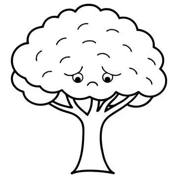 Sad Tree Vector Illustration for children’s books, comics, and t-shirt design Illustrazione stock