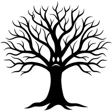 Sad Tree Vector Illustration for children’s books, comics, and t-shirt design Illustrazione stock