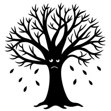 Sad Tree Vector Illustration for children’s books, comics, and t-shirt design Illustrazione stock