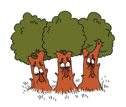 Sad trees cartoon characters 스톡 일러스트