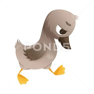 Sad ugly duckling cartoon vector illustration on white background ...