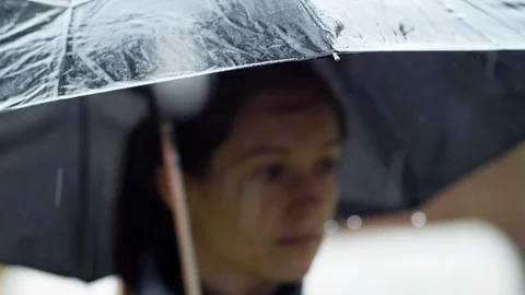 Sad under heavy rain Stock Footage 109603002