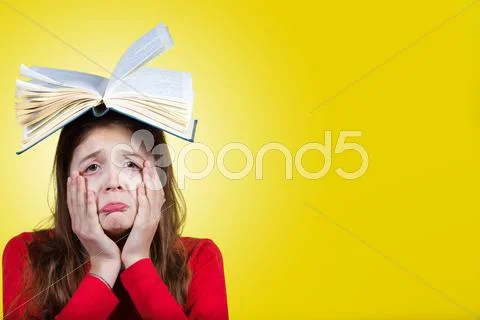 Sad, upset, overworked Portrait of a cute little schoolgirl Stock Photos