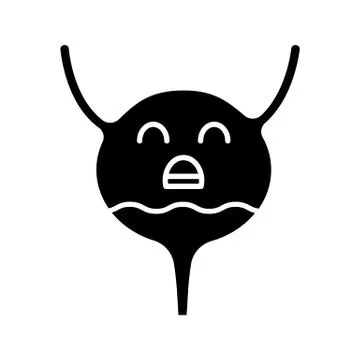 Sad urinary bladder glyph icon Stock Illustration