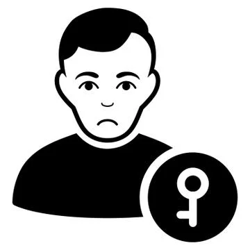Sad User Key Black Icon Stock Illustration