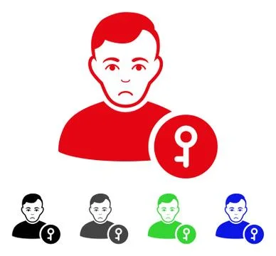 Sad User Key Vector Icon Stock Illustration