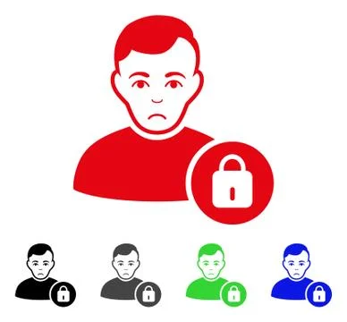 Sad User Lock Vector Icon Illustrazione stock