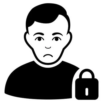 Sad User Locked Black Icon Stock Illustration
