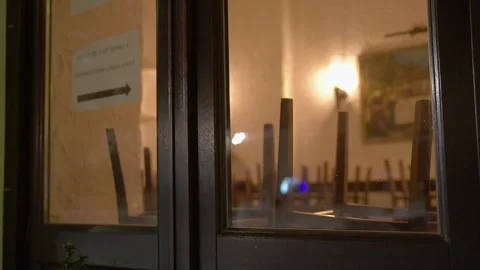 Sad view of empty restaurant in tourist center of historic city in Poland. Stock Footage 146890829