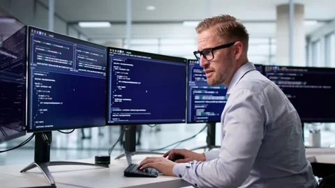 Sad Web Developer Frustrated With Coding Stock Footage 313746639