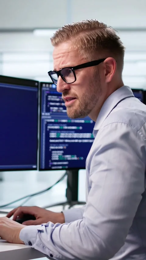 Sad Web Developer Frustrated With Coding Stock Footage 313749311