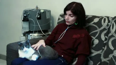 Sad woman with lung cancer Stock Footage