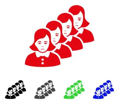 Sad Woman Queue Vector Icon Stock Illustration