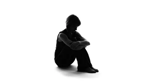 Sad Depressed Boy Sitting Alone Emotional Stock Vector (Royalty Free)  2354702365 | Shutterstock