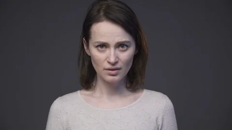 Sad woman's face, zoom in Stock Footage 73068586