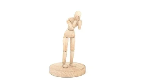 Sad Wooden Dummy. 3D rendering 스톡 일러스트