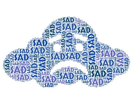 Sad Word Means Broken Hearted And Depressed Stock-Illustration