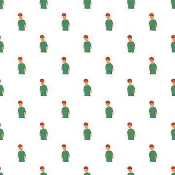 Sad young boy head repeating seamless pattern Stock Illustration