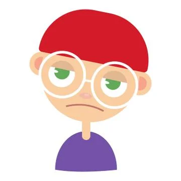 Sad young hipster. vector illustration. Stock Illustration