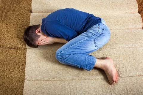 Sad Young Man crying Stock Photos