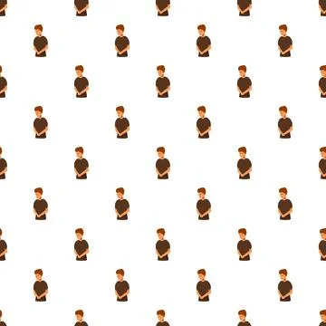 Sad young man seamless pattern feeling grief Stock Illustration