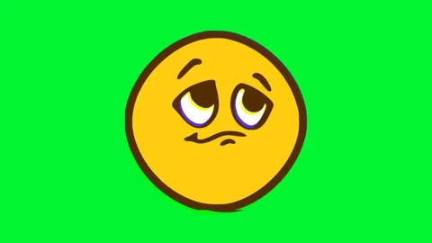 Saddened face emoticon with glitch effect Stock Footage 249805825