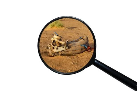 Saddle for camel on the sand Stock Photos