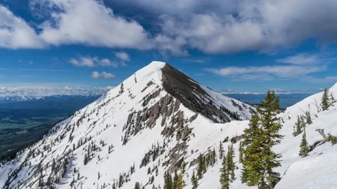 Saddle Peak Bridger Mountains with clouds Stock Footage 167073603