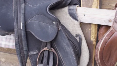 Saddles Stock Footage 119920137