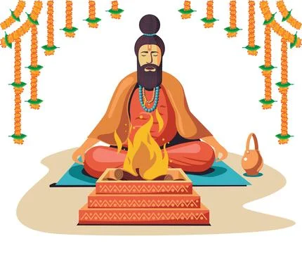 Sadhu doing havan in front of fire Stock-Illustration