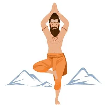 Sadhu doing yoga Stock Illustration