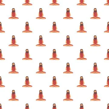 Sadhu meditating seamless pattern representing spirituality and zen Stock Illustration