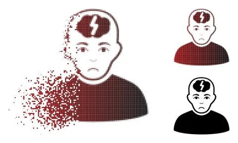 Sadly Dissolved Pixelated Halftone Clever Boy Icon Ilustración de archivo