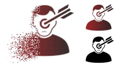 Sadly Moving Pixel Halftone Target Man Icon Illustrazione stock
