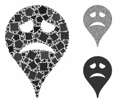 Sadly smiley map marker Composition Icon of Tremulant Parts Illustrazione stock