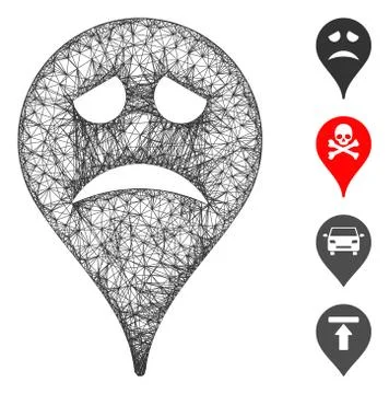 Sadly Smiley Map Marker Web Vector Mesh Illustration 스톡 일러스트