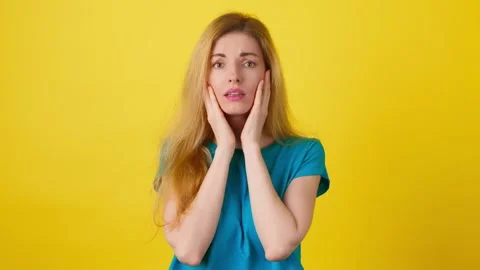 Sadness, anger and worried stressed woman with excitement emotion. Upset sad lad Stock Footage 257597672